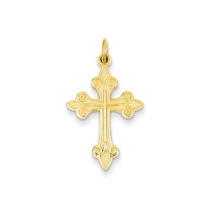 14k Fleur De Lis Cross Pendant