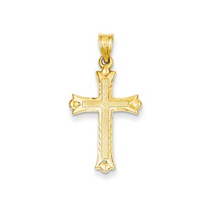 14k Fleur De Lis Cross Pendant