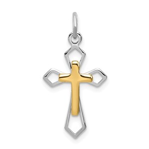 Sterling Silver Rhodium plated   Vermeil Cross Pendant