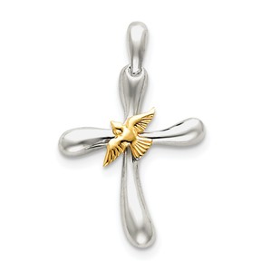 Sterling Silver   Vermeil Dove Cross Pendant