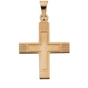 14K YELLOW GOLD GREEK CROSS PENDANT W LINES