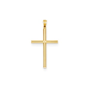 14K Polished Hollow Cross Pendant