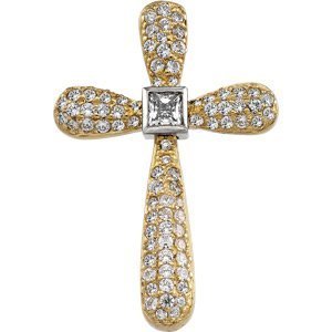 TWO TONE DIAMOND CROSS