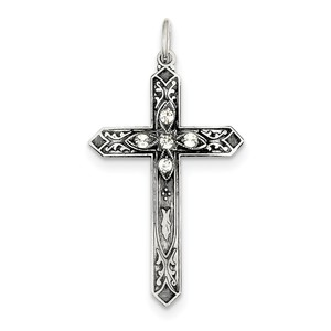 Sterling Silver April Birthstone Cross Pendant