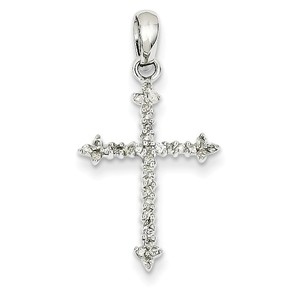 14k White Gold Diamond Cross Pendant