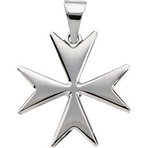 14K White Gold MALTESE CROSS PENDANT