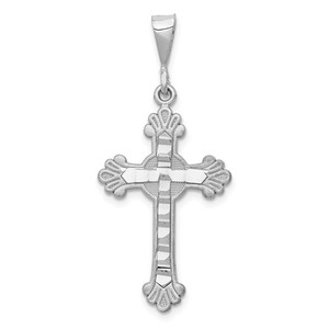 14k White Gold Budded Cross Pendant