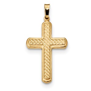 14k Polished and Textured Cross Pendant
