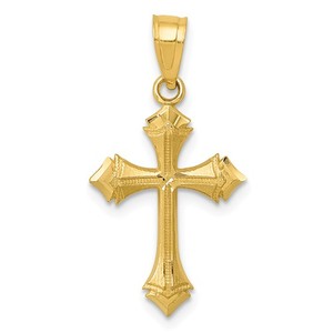 14k Diamond cut Passion Cross Charm