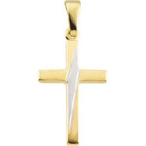 14K Two Tone Gold CROSS PENDANT