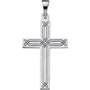 14K White Gold CROSS PENDANT W DESIGN