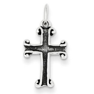 Sterling Silver Antiqued Cross Charm