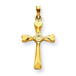 14K Yellow Gold Hollow Cross Pendant