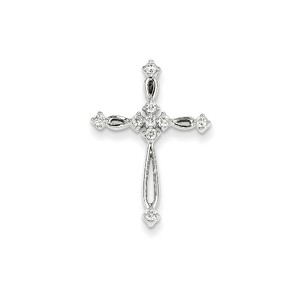 14k White Gold Diamond Cross Pendant