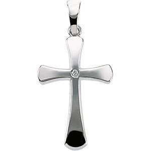 14K White Gold CROSS W DIAMOND