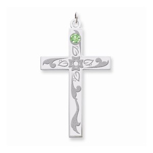 Sterling Silver Crystal Family Cross Pendant