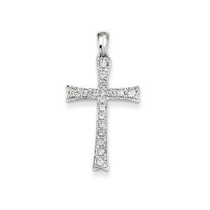 14k White Gold Diamond Cross Pendant