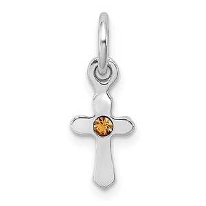 Sterling Silver RH Plated Child  s Preciosca Crystal Nov Cross Pendant