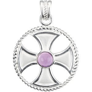 GENUINE AMETHYST MALTESE ROPE CROSS