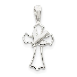 Sterling Silver Dove Cross Pendant