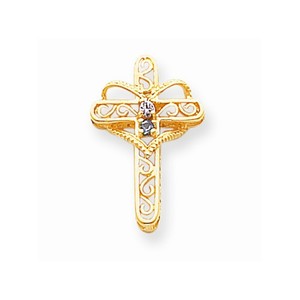 14k Genuine 2 Stone Mother  s Cross Pendant