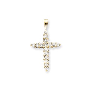 14k White Gold VS Diamond Cross