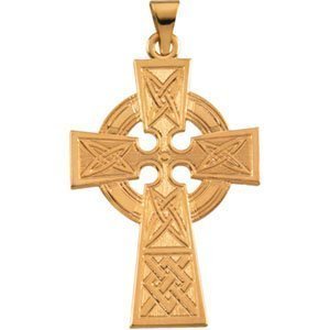 14K Yellow Gold LARGE CELTIC CROSS PENDANT