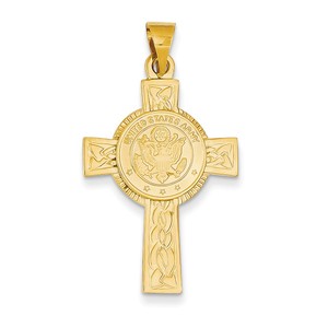 14k Army Insignia Cross Pendant