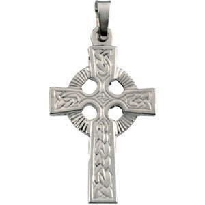 14K White Gold FANCY CELTIC CROSS PENDANT