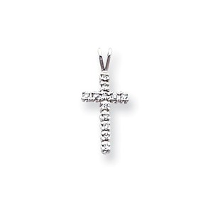14k White Gold AAA Diamond cross pendant
