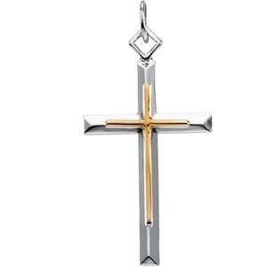 Sterling Silver CROSS PENDANT w  Gold Plating