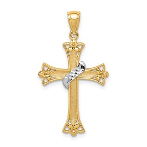 14k w Rhodium Cross Pendant