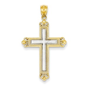14k Two tone Cross Pendant