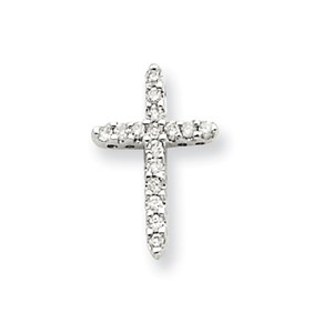 14k White Gold Diamond Cross Pendant