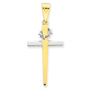 14k Two tone Cross Pendant