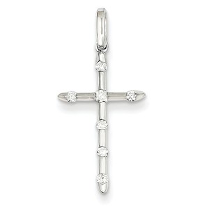 14K White Gold Diamond Cross Pendant