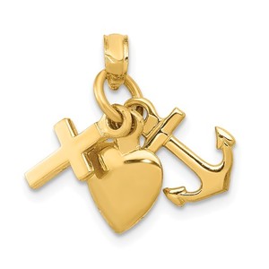 14k Faith  Hope   Charity Charm