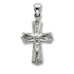 14k White Gold Diamond Cross Pendant