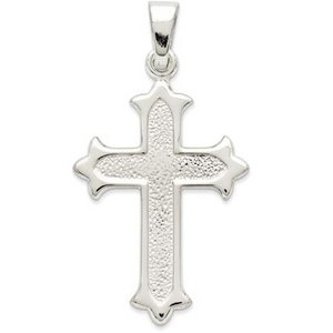 Sterling Silver Polished and Textured Cross Pendant