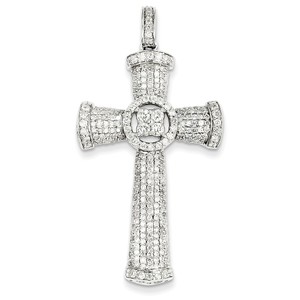 14k White Gold Diamond Cross Pendant