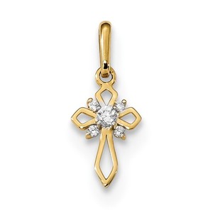 14k Childrens Fancy CZ Cross Pendant