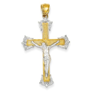 14k Two tone Crucifix Pendant