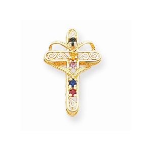 14k Genuine 5 Stone Mother  s Cross Pendant