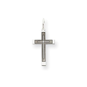 14K White Gold Laser Designed Cross Charm