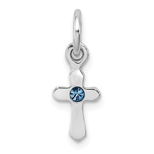 Sterling Silver RH Plated Child  s Preciosca Crystal Dec Cross Pendant