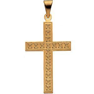 14K Yellow Gold CROSS PENDANT W DESIGN