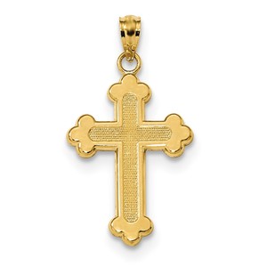 14k Satin   Polished Budded Cross Pendant