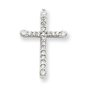 14k White Gold Diamond Cross Pendant