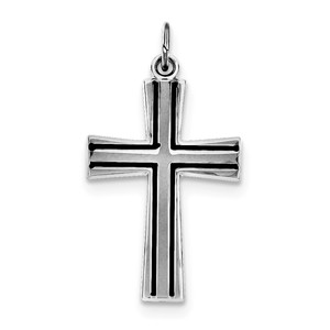 Sterling Silver Rhodium plated Enameled Latin Cross Charm