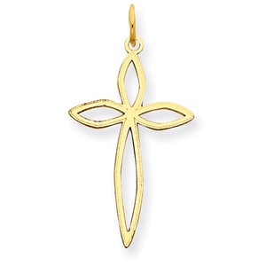 14K Laser Designed Cross Charm